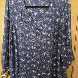 Elegant Navy Floral Women's Blouse